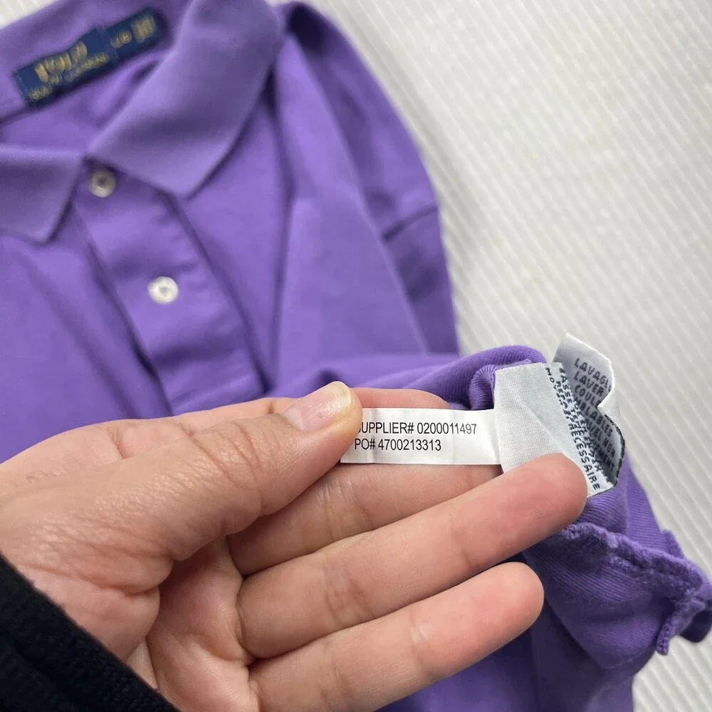 Polo Ralph Lauren Polo Shirt Mens L Purple Solid Short Sleeve Blaire Pony Logo